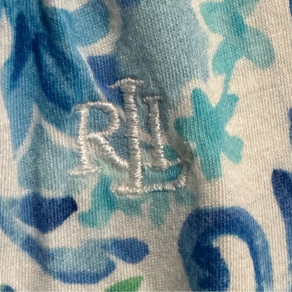 LAUREN RALPH LAUREN 2 Strap Blue Green Cotton Viscose Babydoll Nightgown Size L - Picture 5 of 9